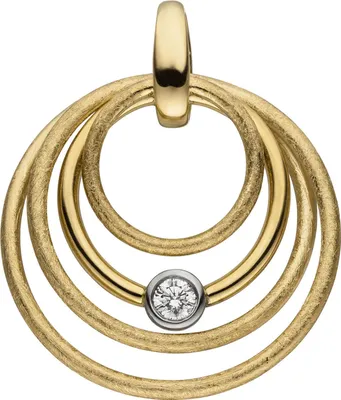 Produktbild von Anhänger 4 Kreise mit Diamant Brillant 585 Gold Gelbgold eismatt Ø 24,7mm rund