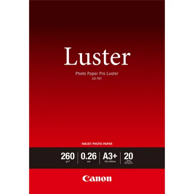 Produktbild von Canon LU-101 Luster Fotopapier Pro A3 Plus – 20 Blatt, Satin, 260 g/m², Weiß, 260 µm, 10 - 35 °C, 10 - 35 °C