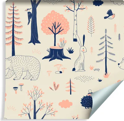 Produktbild von 10m VLIES TAPETE Rolle Kinderzimmer Tiere Wald Herz XXL