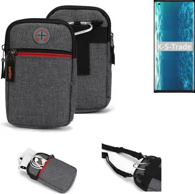 Produktbild von K-S-Trade Holster Gürteltasche kompatibel mit Motorola Edge Handy Tasche Schutz Hülle grau Zusatzfächer 1x