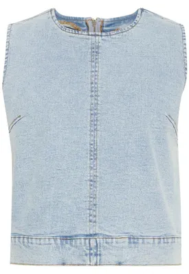 Produktbild von Damen Tanktop aus hellblauem Jeansstoff mit Rundhalsausschnitt