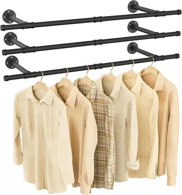 Produktbild von Kleiderstange 112 cm, 3 Stücke, schwarz, Metall, für Schlafzimmer