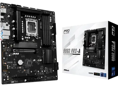 Produktbild von Asrock B860 Pro-A, Intel, LGA 1851 (Socket V1), DDR5-SDRAM, 256 GB, DIMM, Zweikanalig