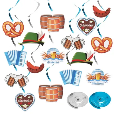 Productafbeelding van decoratieset, 30 stuks, hangend. Carnaval decoratie, spiraalguirlande. Beierse decoraties