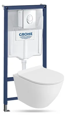 Produktbild von LAVITA WC-Set SOFIWHITEMAT GROHE Solido spülrandlos Silber rund