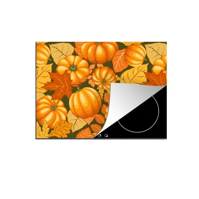 Produktbild von KitchenYeah© Herdabdeckplatte Herbst - Muster - Kürbis , 77x59cm, Küche Deko, Glaskeramikkochfeld Herdabdeckung, Abdeckplatte fùr Kochfeld