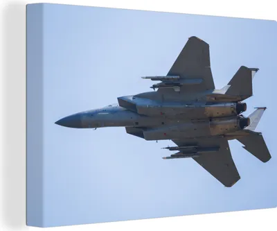 Obrázok produktu pre OneMillionCanvasses® - Obrazy na plátne - 140x90 cm, Biela stíhačka na modrej oblohe, Nástenná umelecká tlač Nástenná dekorácia - Fotografia na plátne - Maľba na drevenom ráme
