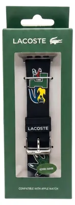 Productafbeelding van Lacoste siliconen horlogeband voor Apple Watch 38/40 mm, met een striptekeningprint