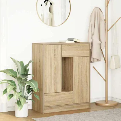 Image de Meuble de rangement – Armoire – Commode – Buffet – Bois massif, imitation chêne Sonoma – Dimensions : 73 x 31 x 90 cm
