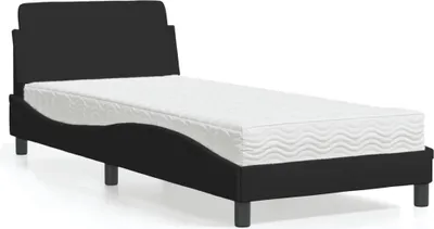 Image de vidaXL Lit avec matelas "Dover" noir 80x200 cm Tissu