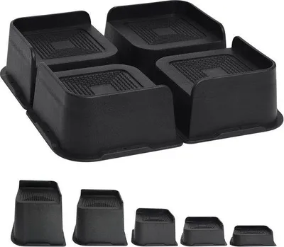 Produktbild von Famanu Möbelheber - Schwerlast Möbeluntersetzer - 7,6 cm - Bis 2721 kg - L-förmiges Design - Schwarz - 4 Stück