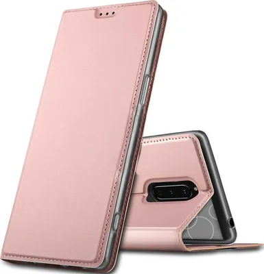 Produktbild von Conie Ultra Slim Klapp Tasche für Sony Xperia 1 Kartenfach Hülle Rundumschutz in Rosa
