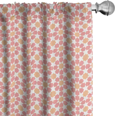Produktbild von ABAKUHAUS marokkanisch Vorhänge, Gardinen, Pastellfarben der klassischen Mosaik Inspirations-Muster, 2 Stück 75 x 175 cm, Pfirsich Korallenrot