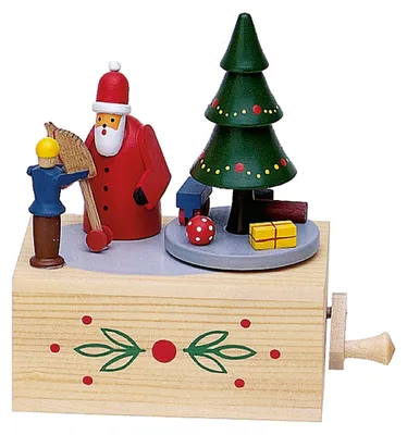 Image de Boîte à musique de Noël, manuelle, représentant le Père Noël - FWW-519