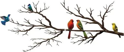 Productafbeelding van Metalen Wanddecoratie met Vogels op Tak Decoratie voor Binnen en Buiten