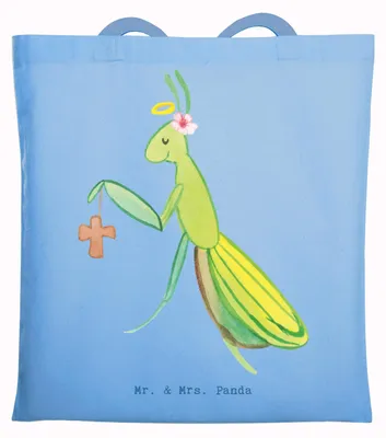 Produktbild von Mr. & Mrs. Panda Tote Bag Religionslehrerin Herz - Sky Blue - Geschenk, Laptoptasche, Einkaufstasche, Grundschule, Shopping Tasche, Unterricht, Baumwolltasche