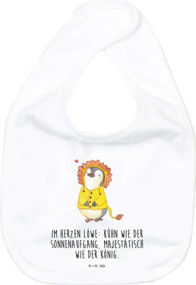 Produktbild von Mr. & Mrs. Panda Lätzchen Löwe Astrologie - Weiß - Geschenk, Geburtstagsgeschenk, Tierkreiszeichen, Spucklätzchen, Sabber, Schlabberlatz, Sabberlätzchen, Für Babys