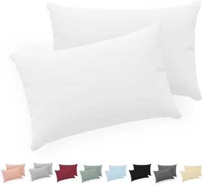 Productafbeelding van Kussensloop, 30x50 cm, set van 2 - 100% katoenen jersey - Gecertificeerd volgens  standaard - Wit
