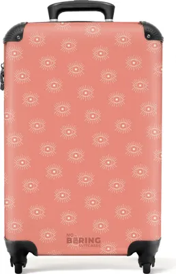 Produktbild von NoBoringSuitcases.com® Koffer Handgepäck Trolley Rollkoffer Kleine Reisekoffer mit 4 Rollen - Roze met bohemian oog patroon - Cabin Size < 55x40x23 cm & 55x40x20 cm - Fotokoffer - Kabinenkoffer - BoardgepäckHandgepäck Koffer 55x35x20 cm, 36L,