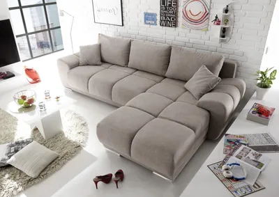 Produktbild von Ecksofa Anton Couch Schlafcouch Bettsofa Schlafsofa Sofabett Funktionssofa ausziehbar Taupe 289 cm