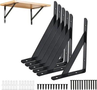Produktbild von Famanu Wandhalterungen für schwere Regalbretter - Set von 6 stabilen Eckstützen