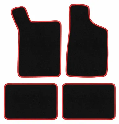 Image de Tapis de sol en moquette pour Renault 21 1986-1996 (berline) – jeu 4 pièces, noir/rouge, sur mesure – Wielganizator CARLUX