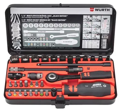 Produktbild von Würth 1/4 Zoll Multi-Steckschlüssel-Satz Black Edition 34-teilig