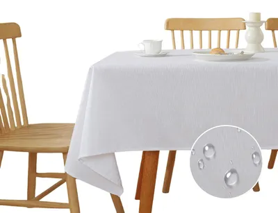 Produktbild von Tischdecke für den Tisch wasserabweisend Fleckenabweisend abwaschbar Weiß 140 x 250 cm