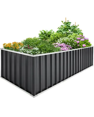 Image de KING BIRD Potager surélevé en métal 258 x 90 x 60 cm, kit de potager surélevé pour jardin, inoxydable et durable, montage facile, pour légumes, herbes aromatiques et fleurs, gris