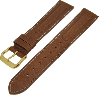 Produktbild von Uhrenarmband Lederband Hellbraun 18mm gepolstert Dornschließe Gold NEU