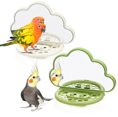 Imagen del producto de Omgoods - 2 espejos para pájaros, ideales para jaulas de aves
