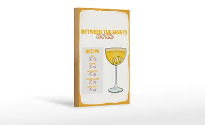 Produktbild von Holzschild Rezept Between the Sheets Cocktail Recipe 12x18 cm