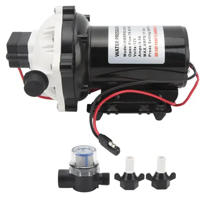Obrázek produktu pro Samonasávací membránové čerpadlo 12 VDC, 18,9 l/min, jmenovitý průtok 5,0 g/min s 15 A pojistkou pro obytné jachty