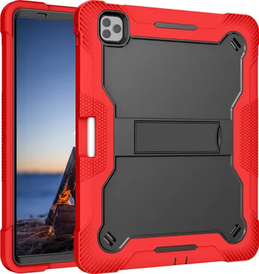 Produktbild von Schutzhülle für iPad Pro 12,9 2022/2021/2020/2018 Robust Hybrid Tablet Hülle mit Ständer Rot