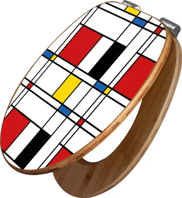 Zdjęcie produktu dla banjado Design deska sedesowa bamboo soft close - czerwona żółta niebieska - deska sedesowa z funkcją soft close drewniana / wysokiej jakości bambusowa deska sedesowa do wszystkich popularnych toalet [TDB2 12136]
