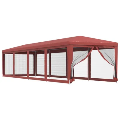 Produktbild von Partyzelt mit 10 Mesh-Seitenwänden Rot 3x12 m HDPE