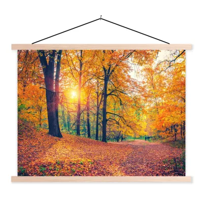 Produktbild von MuchoWow® Textilposter Bäume - Herbst - Wald - Herbstliche Blätter 40x30 cm mit holzfarbenen Rahmen - Bilder