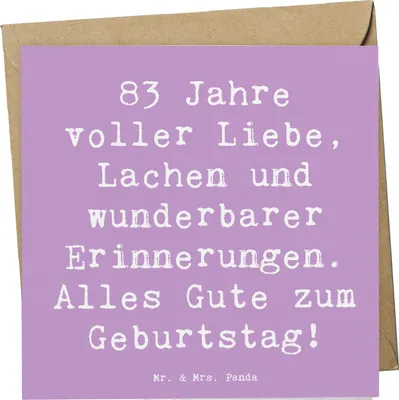 Produktbild von Mr. & Mrs. Panda Glückwunschkarte Spruch 83. Geburtstag - Lavendeltraum - Geschenk, Freunde, 83 Jahre, Alter, Klappkarte, faltkarte, doppelkarte, besonderer, Glückwunsch