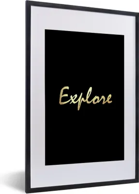 Produktbild von MuchoWow® Gerahmtes Poster Zitate - Reisen - Schwarz - Gold 40x60 cm - Poster mit Schwarzem Bilderrahmen Wandposter Rahmen Foto Bilder - Poster in Rahmen