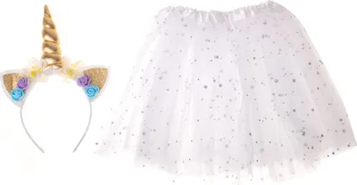 Produktbild von Aga Karneval Einhorn Kostüm Stirnband + Rock Weiß 3-6 Jahre