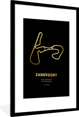 Produktbild von MuchoWow® Gerahmtes Poster Rundkurs - Zandvoort - Gold 60x90 cm - Poster mit Schwarzem Bilderrahmen Wandposter Rahmen Foto Bilder - Dekoration - Wandposter Wohnzimmer - Hochwertig