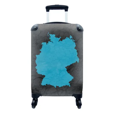 Produktbild von MuchoWow® Koffer Handgepäck Trolley Rollkoffer Kleine Reisekoffer mit 4 Rollen - Karte - Deutschland - Blau - Cabin Size < 55x40x23 cm & 55x40x20 cm - Fotokoffer - Kabinenkoffer - Boardgepäck - Reise-Box - Reisekoffer - Reisegepäck - Koffer mit Bild - Trolley für Kinder