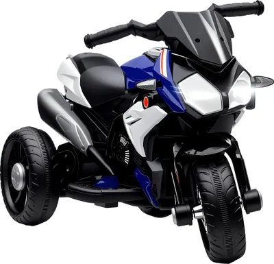 Zdjęcie produktu dla HOMCOM Elektryczny motocykl dziecięcy Elektryczny motocykl z muzyką, reflektor, motocykl dziecięcy 3 km/h, dla dzieci w wieku 3-5 lat, maks. 25 kg, niebieski + biały