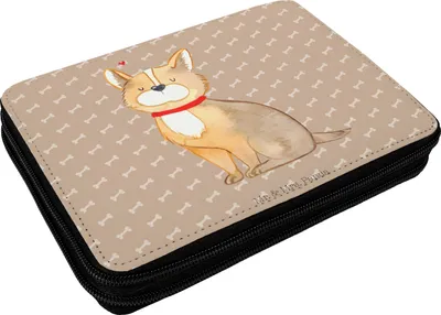 Produktbild von Mr. & Mrs. Panda Federmäppchen Hund Glück - Hundeglück - Geschenk, Mäppchen, Liebe, Etui, Bleistiftetui, Corgie, Schlampermäppchen, Spruch, Federtasche, Herz, Sprüche