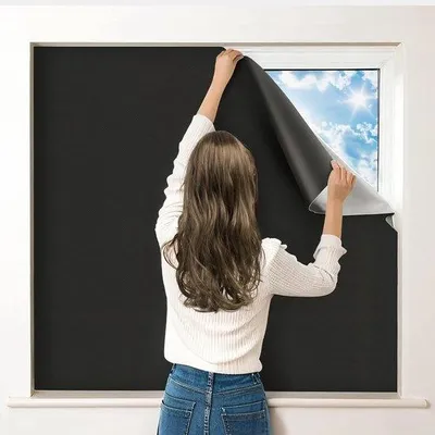 Productafbeelding van Verduisteringsstof 200x145 cm - Tijdelijke Verduisteringsgordijnen met Klittenband