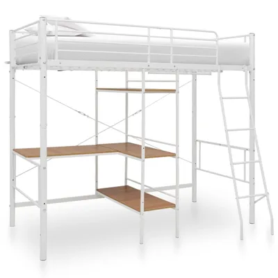 Produktbild von Etagenbett mit Tischrahmen Weiß Metall 90x200 cm