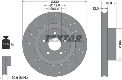 Produktbild von 2x TEXTAR Bremsscheibe 92099205 passend für MERCEDES-BENZ S-Klasse Coupe (C215)