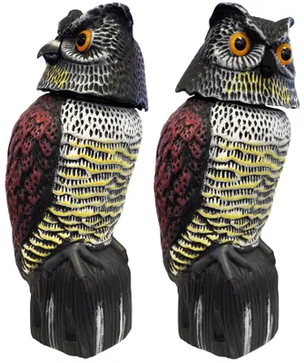 Produktbild von HOME It® Vogelscheuche Eule mit 360° drehbarem Kopf – realistische Vogelschreck Deko – zur Abschreckung von Vögeln & Schädlingen – für Garten, Balkon