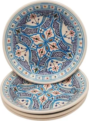 Immagine prodotto di Set di 4 piatti fondi marocchini turchesi - D 24 cm