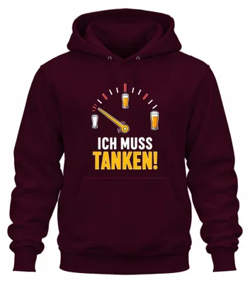 Imagen del producto de Camiseta con capucha, diseño "Necesito gasolina", "Indicador de nivel de cerveza", "Divertido", "Para beber", color burdeos, talla XXL